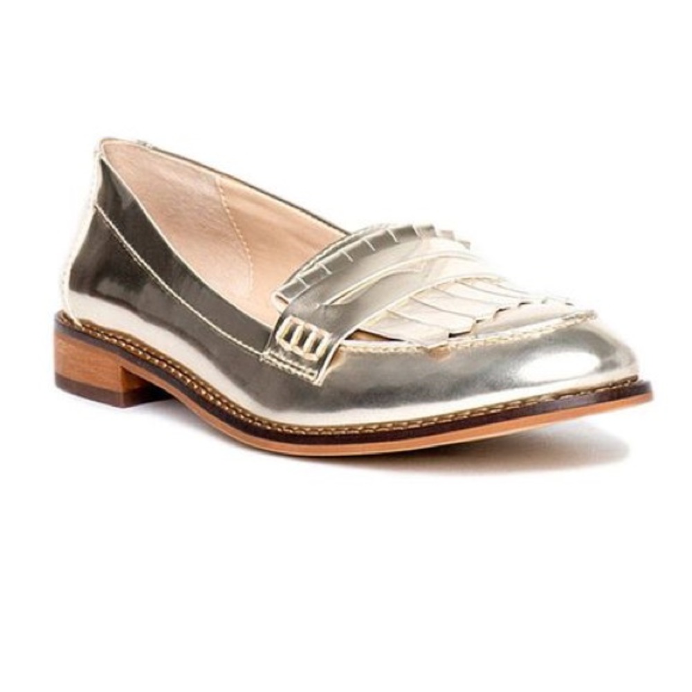 Shoemint Gold Metallic Loafers Shoes Caroline